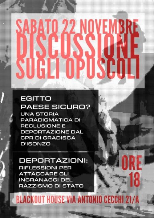 DISCUSSIONE OPUSCOLI "Egitto paese sicuro?" e "Deportazioni"