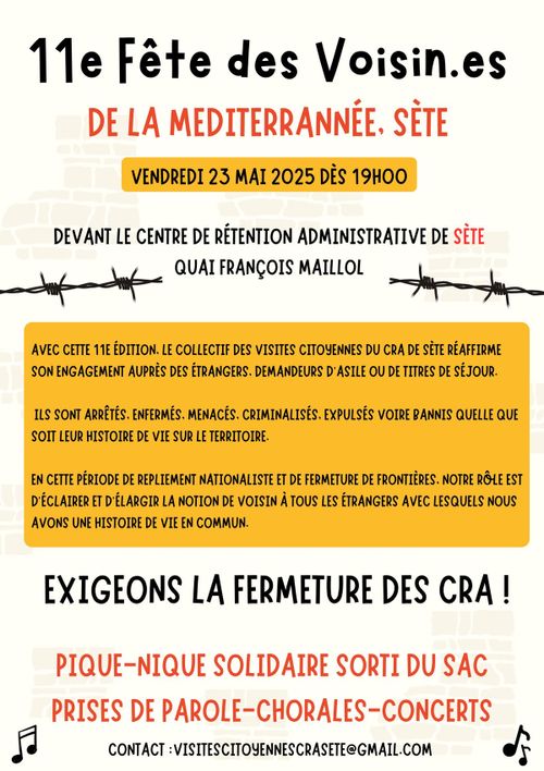 Fête des Voisines et voisins de la Méditerranée - Sète 
23 mai 2025 - 19h 
Quai François Maillol