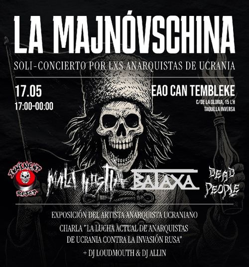 Charla "La lucha actual de anarquistas de Ucrania contra la invasi贸n rusa + concierto + exposici贸n