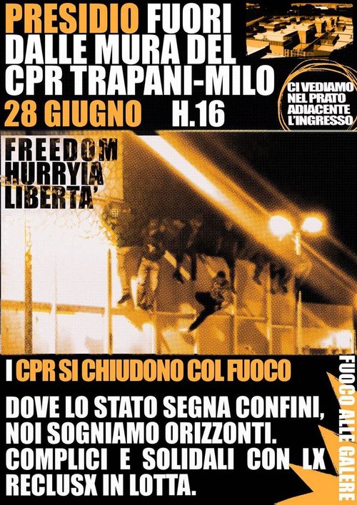 PRESIDIO DAVANTI AL CPR DI TRAPANI MILO
