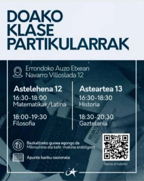 DOAKO KLASE PARTIKULARRAK: Matematika, Latina, Filosofia