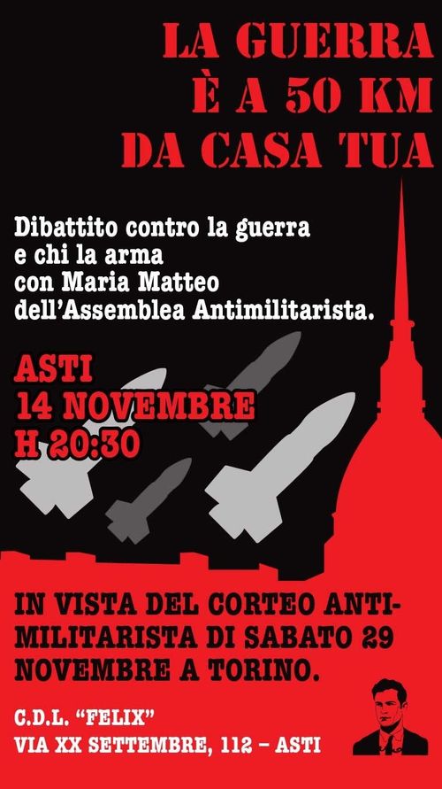 CONTRO LA GUERRA E CHI LA ARMA!