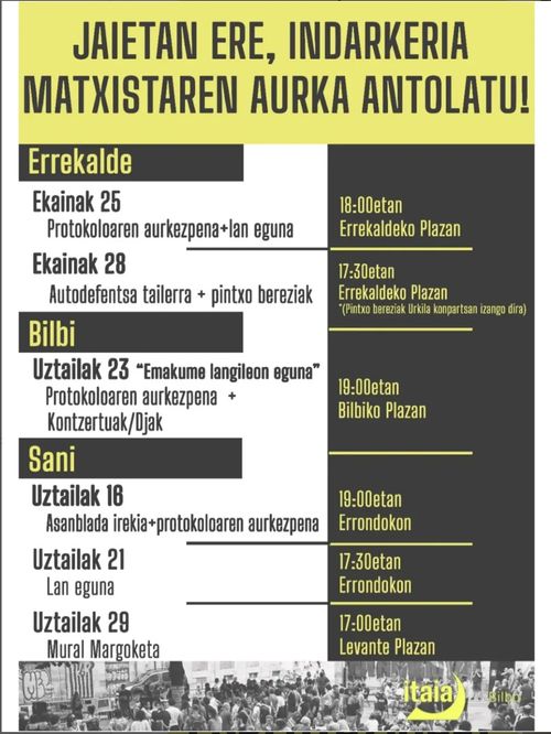 Jaietan ere, indarkeria MATXISTAREN AURKA antolatu!