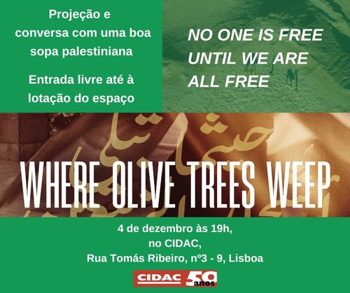 Projeção, sopa e conversa em solidariedade com a Palestina