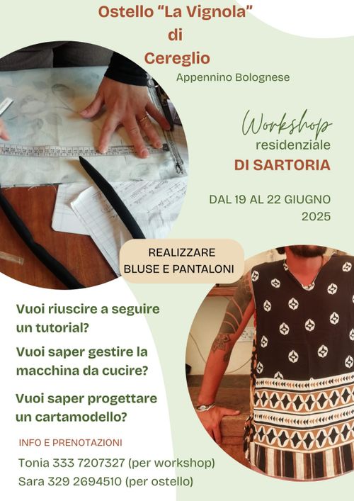 Workshop residenziale di Sartoria all'ostello di Cereglio!