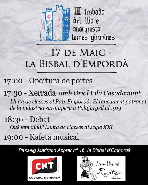 III Trobada del Llibre Anarquista Terres Gironines-La Bisbal d´Emborda