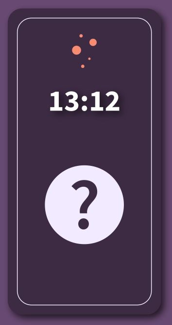 Smartphone stylisé, l'heure affichée est 13:12. Un gros point d'interrogation au centre.