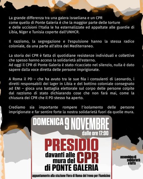 Presidio davanti alle mura del CPR di Ponte Galieria