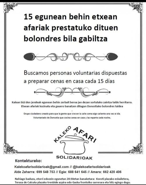 Kaleko Afari Solidarioak: bolondres bila