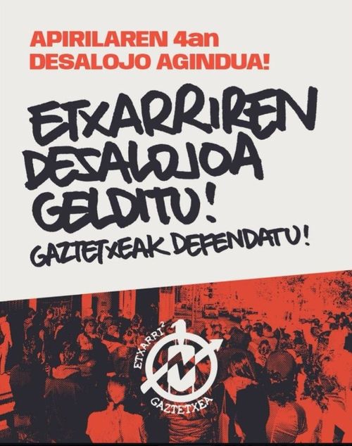 ETXARRIREN DESALOJOA GELDITU! GAZTETXEAK DEFENDATU!